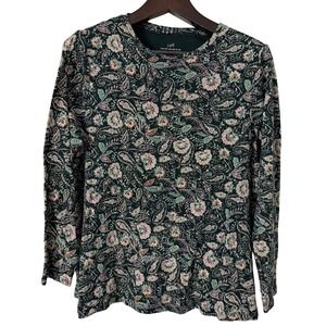 J. Jill Pima Cotton Crew Neck High Low Tee Women's XL Floral Paisley Print‎